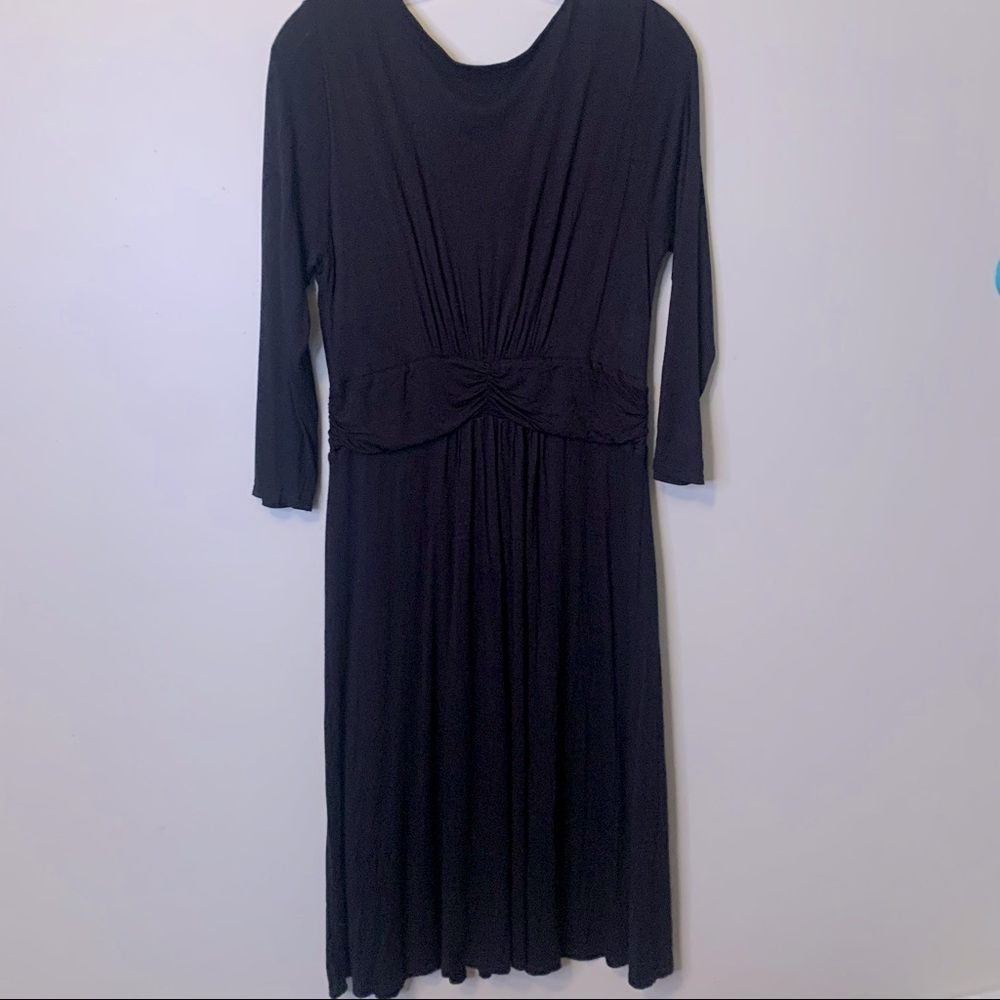 PURE COLLECTION Black Jersey Faux Wrap Midi Dress - Picture 10 of 16